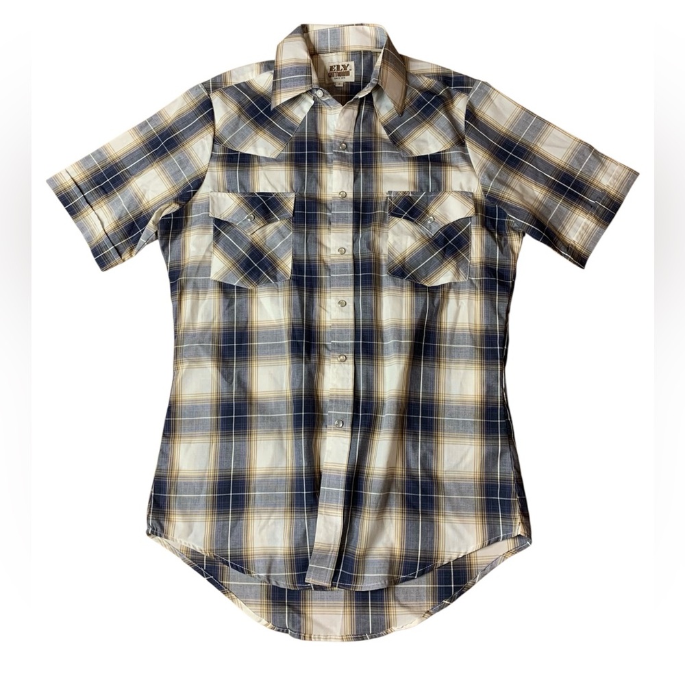 Ely Cattleman Men’s Short Sleeve Western Pearl Snap Plaid Shirt - Size Small